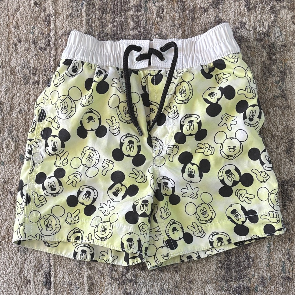 Gap Disney Mickey Mouse Toddler Boy Swim Trunks - Light Yellow and Black